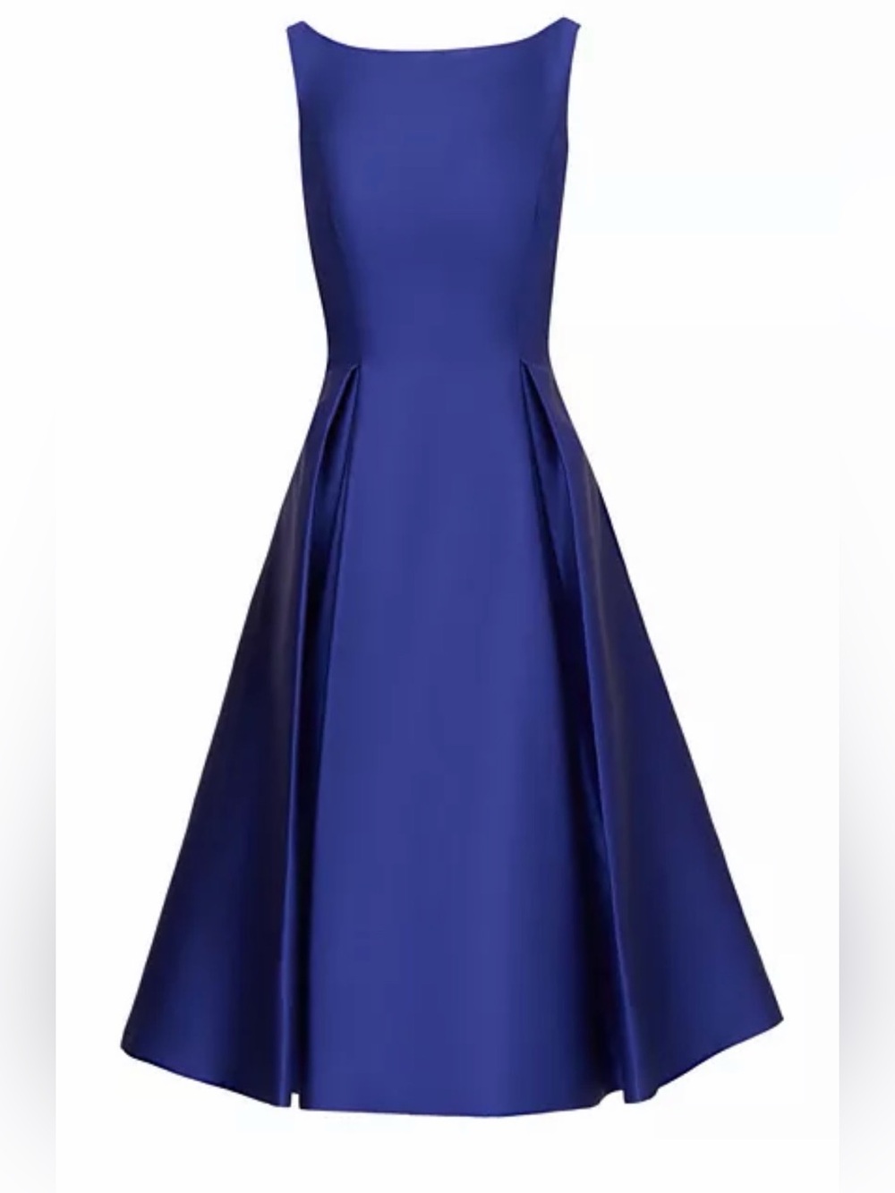 Adrianna Papell Satin Boatneck Midi Dress in Cobalt Blue - Picture 6 of 6